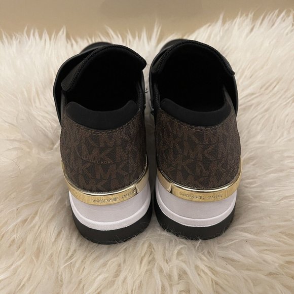 Michael Kors Felix Trainer Platform Wedge Monogram Brown Logo NEW - Picture 4 of 6